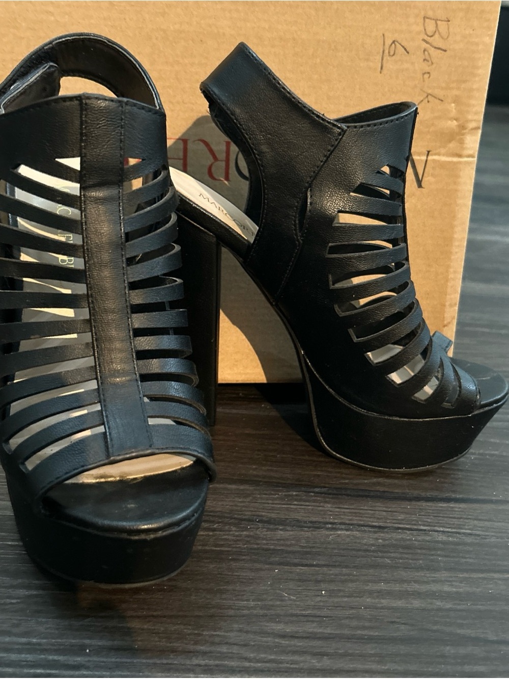 Marco Republic Milan Black Matte Peep Toe Heels